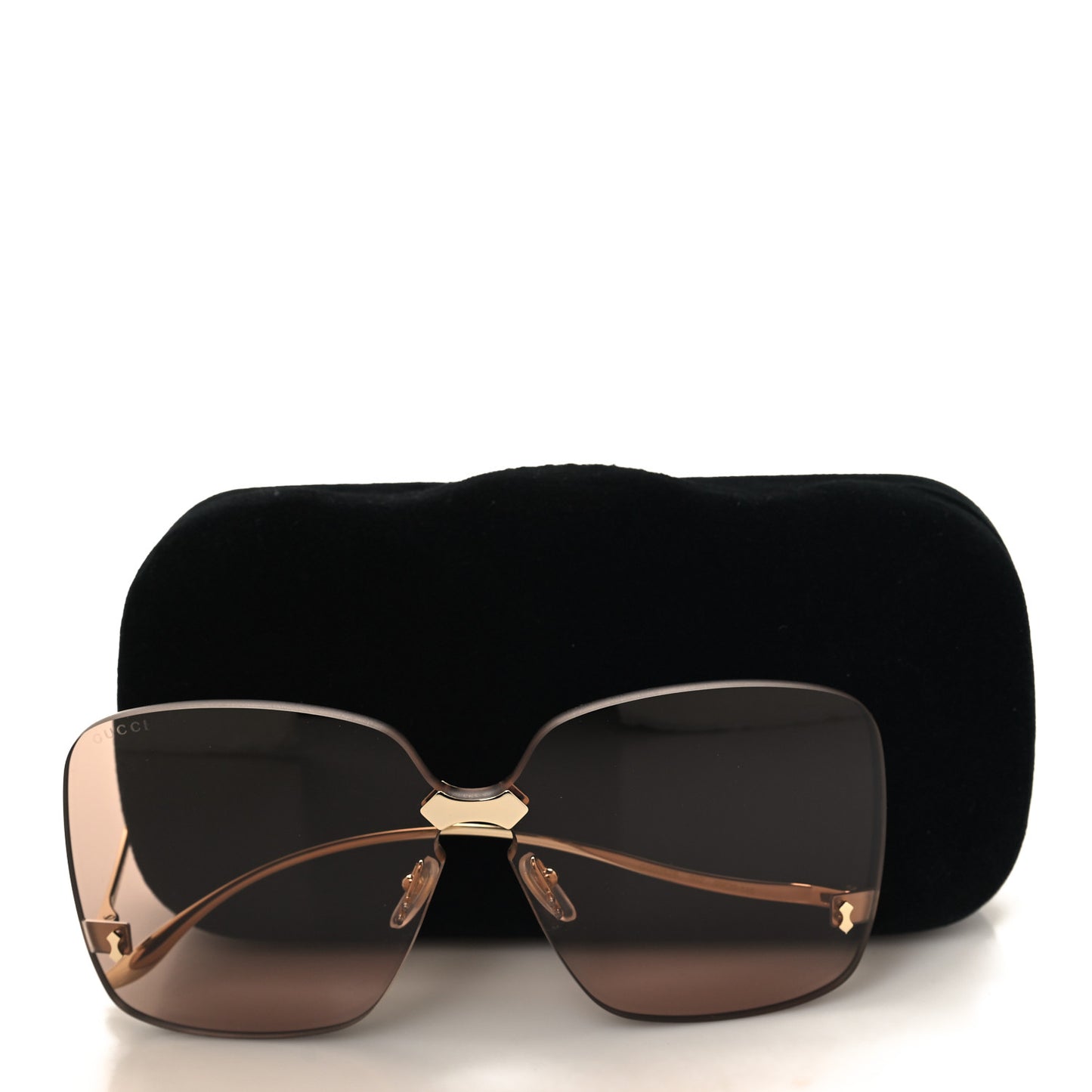 Acetate Metal Rimless Square Sunglasses GG0355S Gold