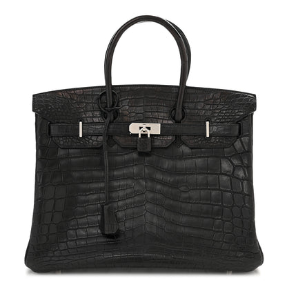 Hermes Matte Niloticus Crocodile Birkin 35 Black 1 of 11