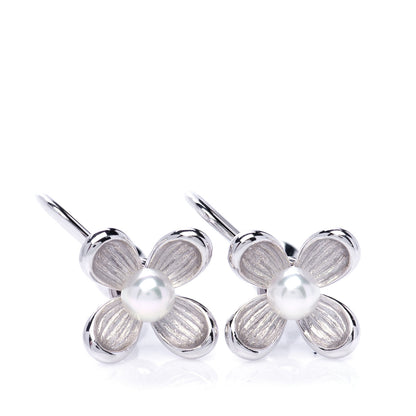 Mikimoto 18K White Gold 4.5mm Akoya Pearl Flower Screw-Back Earrings 3 of 5