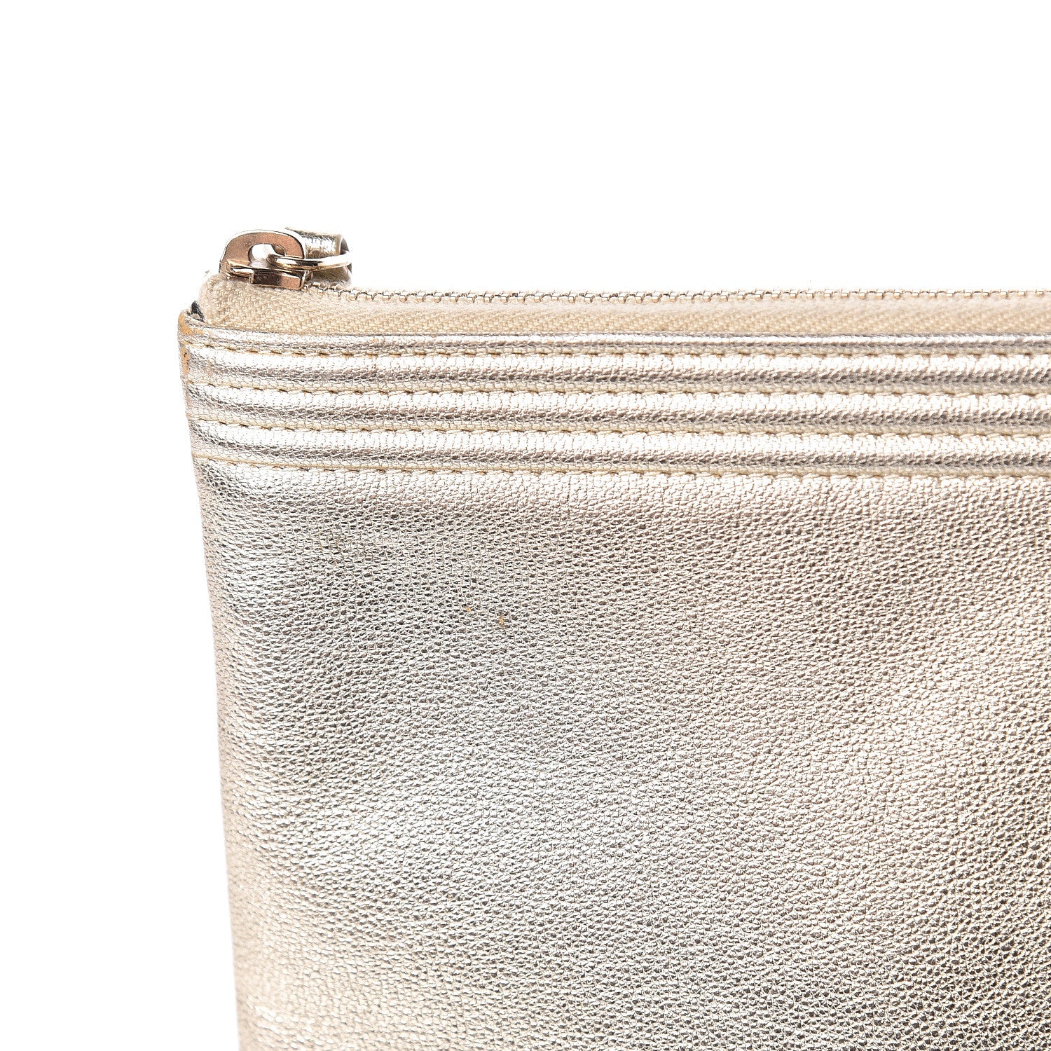 Chanel Metallic Goatskin Lambskin Medium Boy Cosmetic Case Black Gold 8 of 10