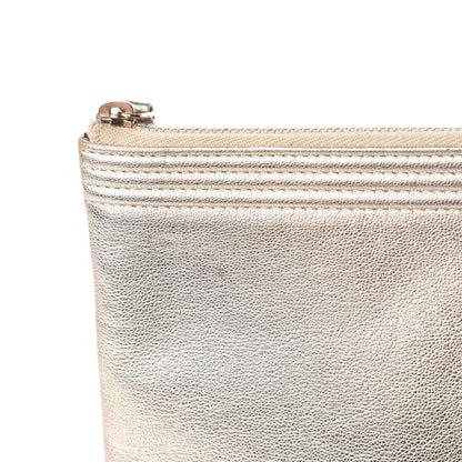 Chanel Metallic Goatskin Lambskin Medium Boy Cosmetic Case Black Gold 8 of 10