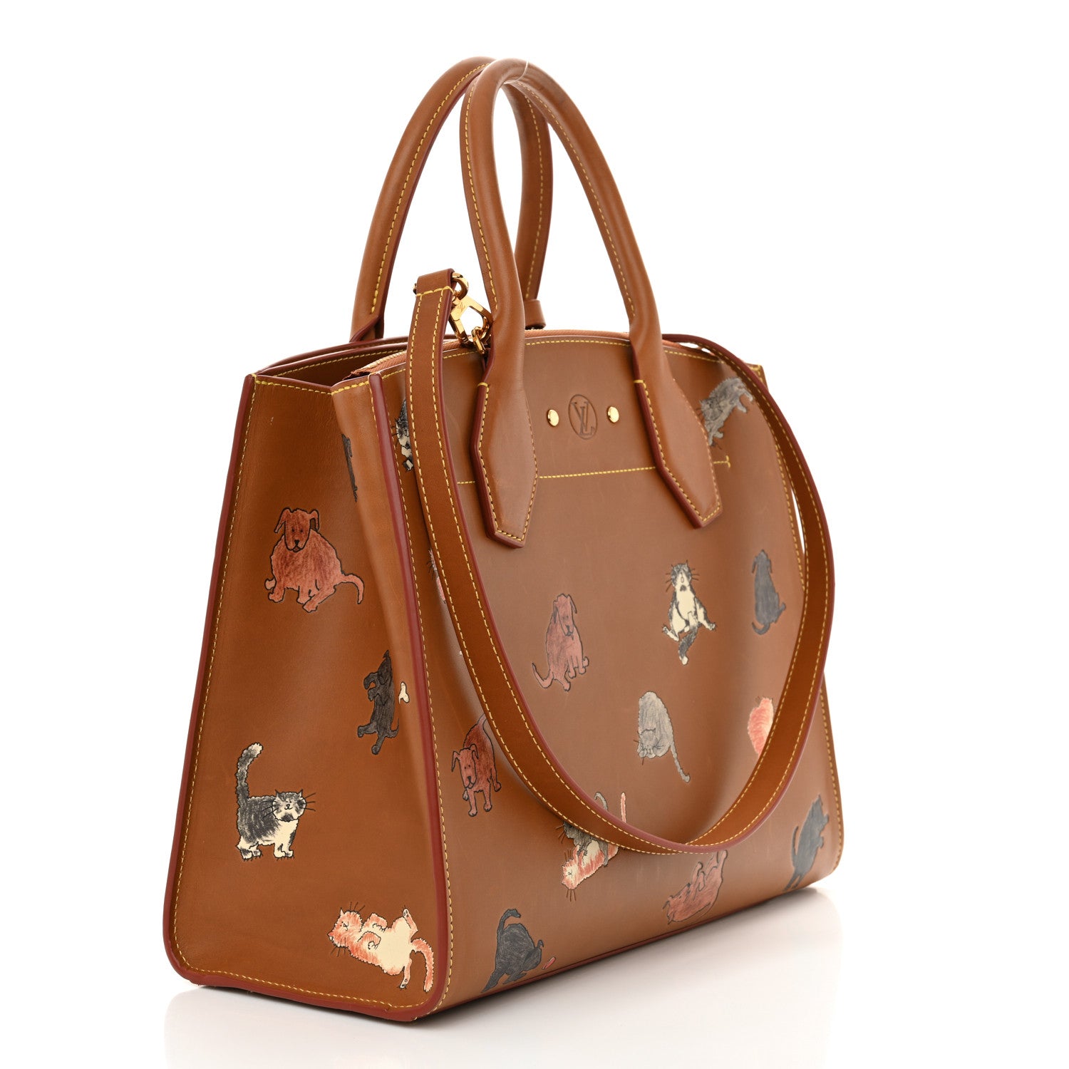 Louis Vuitton Calfskin Catogram City Steamer MM Chataigne 2 of 14