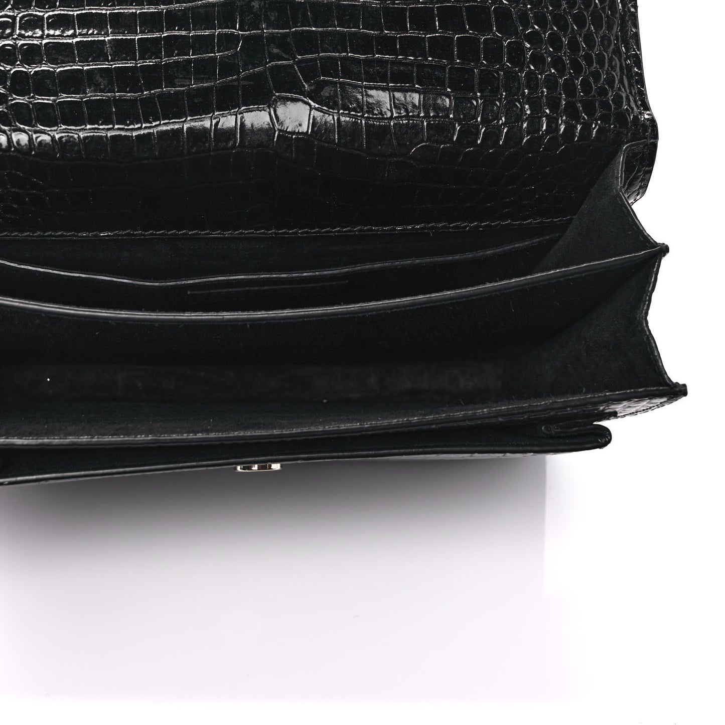 Calfskin Crocodile Embossed Medium Monogram Sunset Black