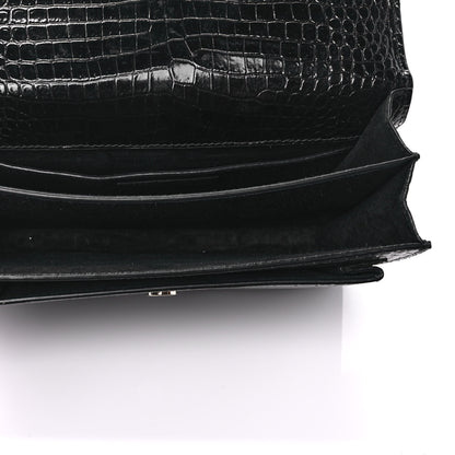 Saint Laurent Calfskin Crocodile Embossed Medium Monogram Sunset Black 5 of 8