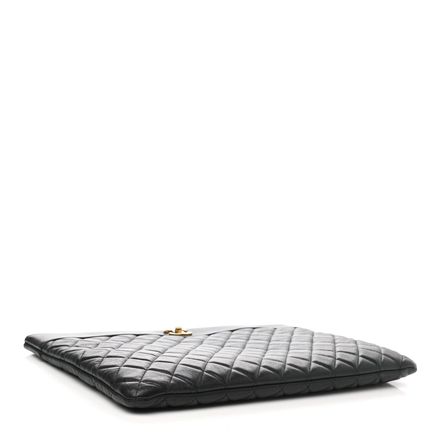 Sheepskin Quilted Mademoiselle Vintage Large Zip Pouch Black