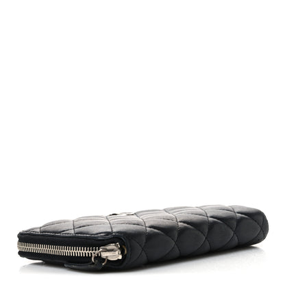 Chanel Lambskin Quilted Large Gusset Zip Around Wallet Black 4 of 10