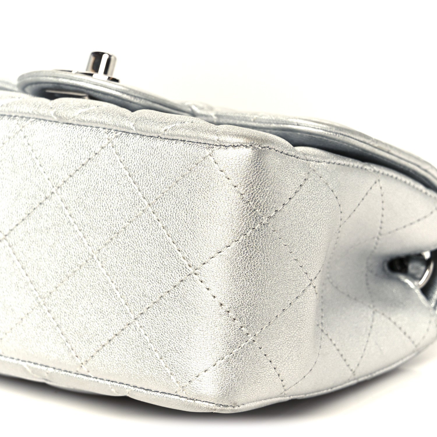 Chanel Metallic Lambskin Quilted Mini Square Flap Silver 11 of 11