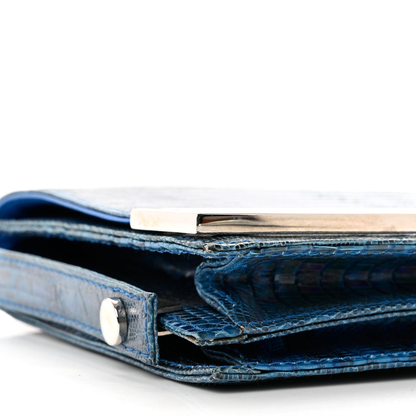 Iridescent Lizard Shoulder Bag Blue