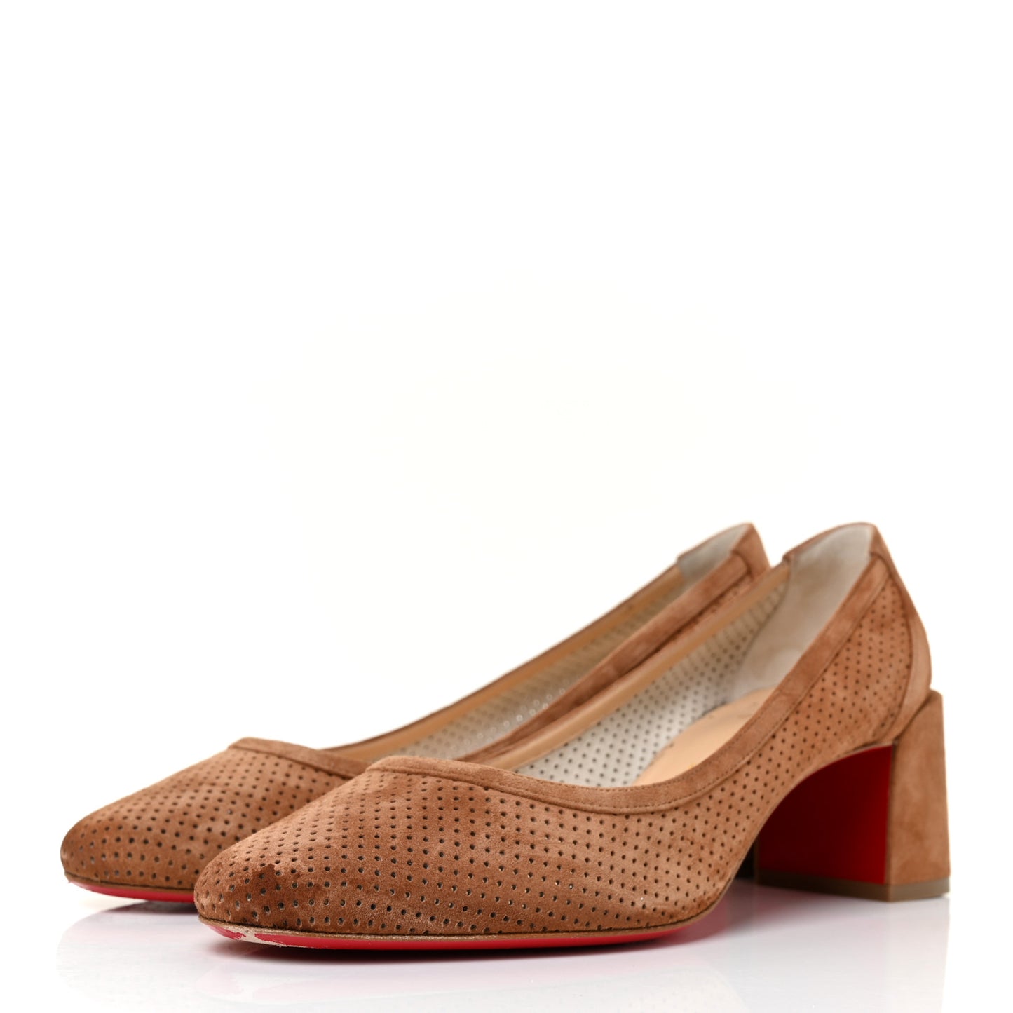 Suede Perforated Incastrana 55 Pumps 37.5 Tan