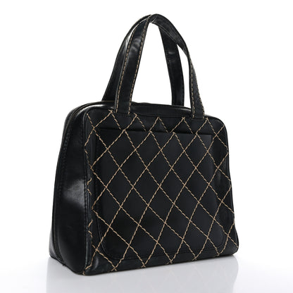 Chanel Calfskin Wild Stitch Vertical Top Handle Bag Black 3 of 10