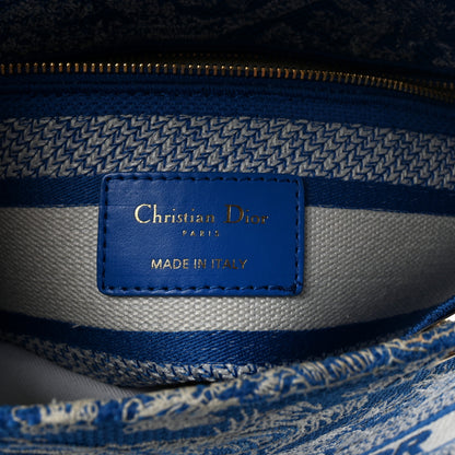 Christian Dior Canvas Toile De Jouy Reverse Embroidered Medium Lady D-Lite Fluorescent Blue 6 of 9