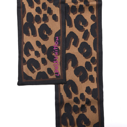 Louis Vuitton Silk Leopard Bandeau Scarf Marron 2 of 4
