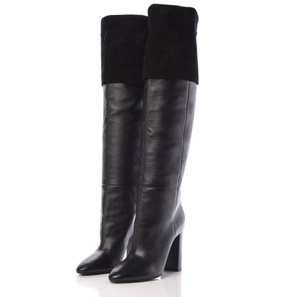 Saint Laurent Calfskin Over The Knee Boots 38 Black 3 of 8