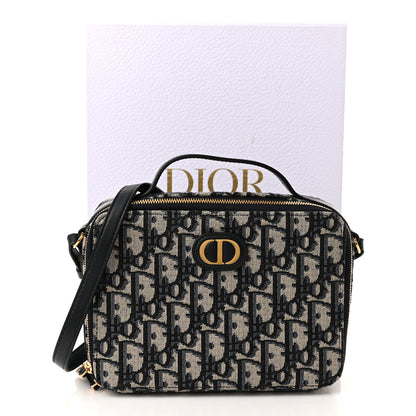Christian Dior Oblique 30 Montaigne Top Handle Box Bag Blue 10 of 10