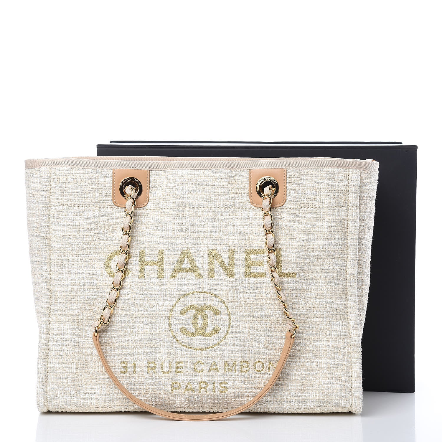 Chanel Canvas Small Deauville Tote Light Beige 10 of 10