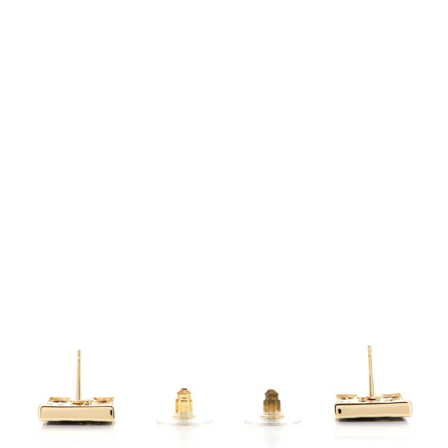 Chanel Metal Enamel CC Square Earrings Gold Black 3 of 4