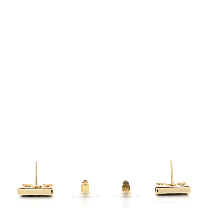 Chanel Metal Enamel CC Square Earrings Gold Black 3 of 4