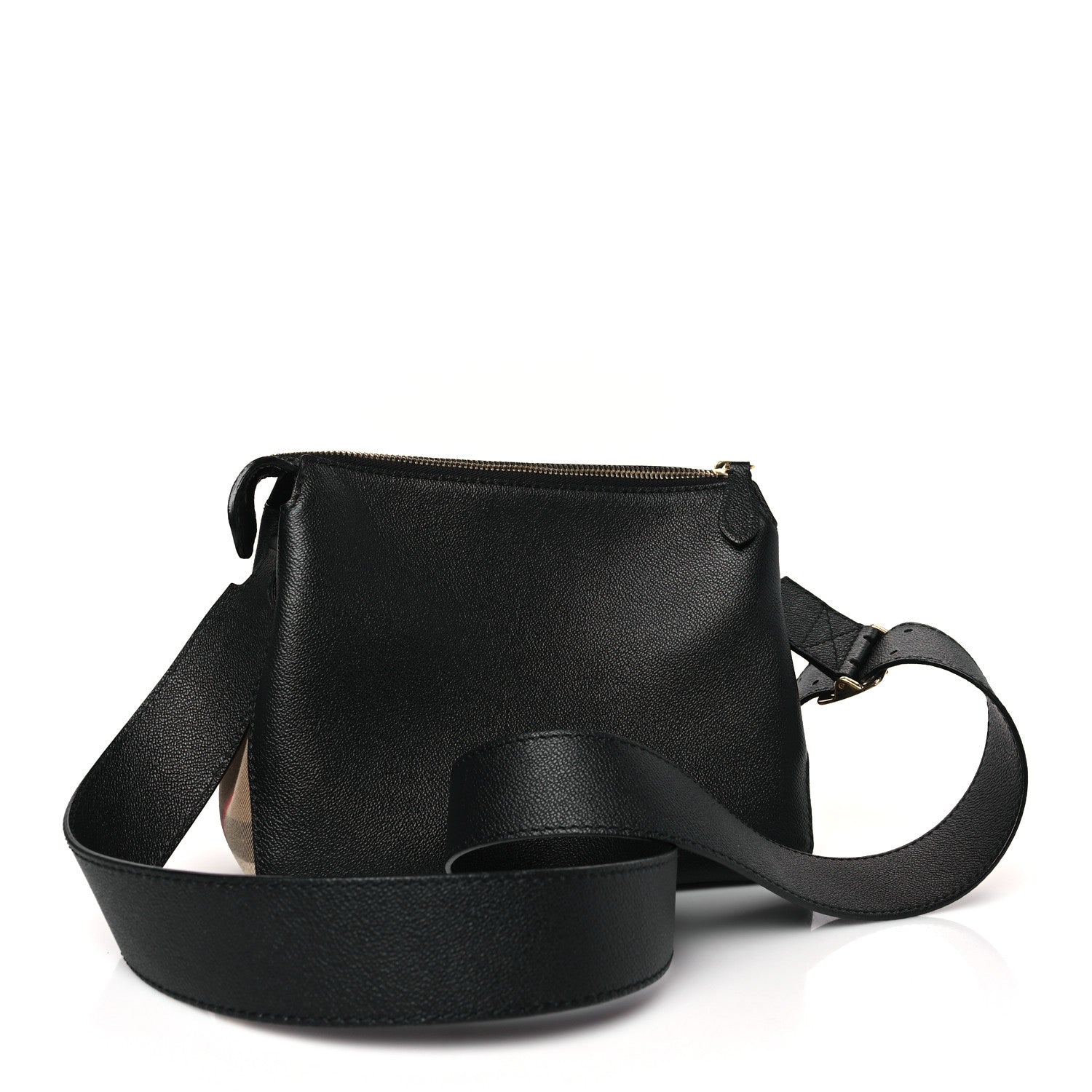 Burberry Soft Grain Calfskin House Check Small Helmsley Crossbody Black 3 of 9
