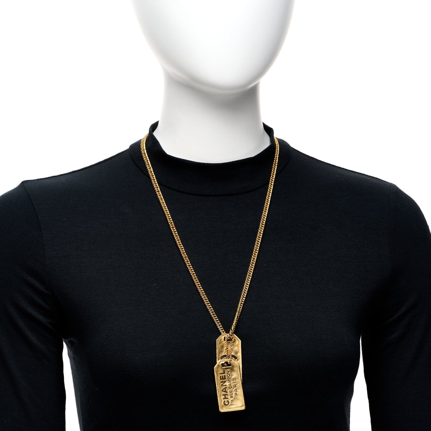 ID Dog Tag Charm Necklace Gold