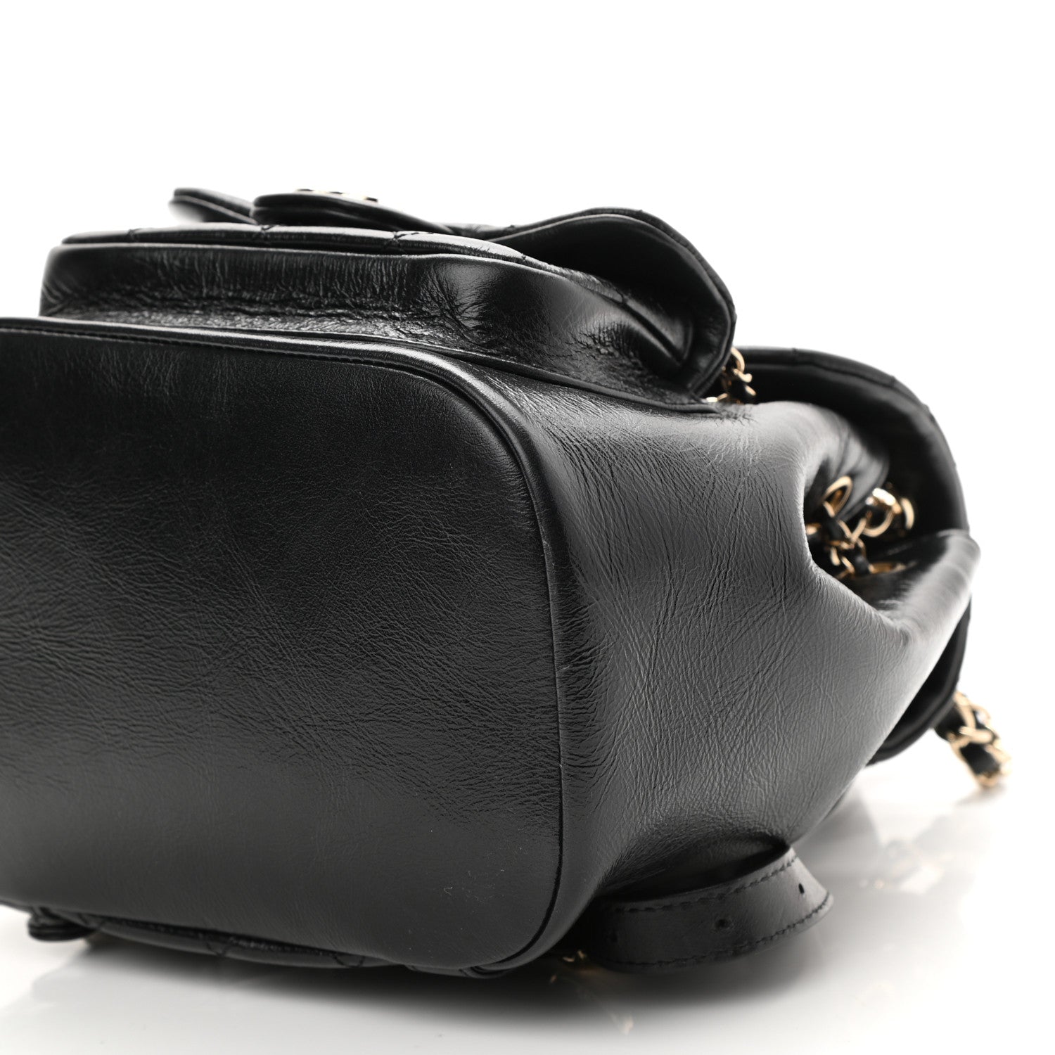 Chanel Glazed Aged Calfskin Quilted Small Duma Drawstring Backpack Black 10 of 10