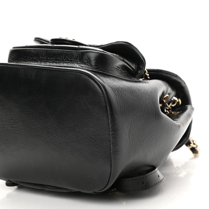 Chanel Glazed Aged Calfskin Quilted Small Duma Drawstring Backpack Black 10 of 10