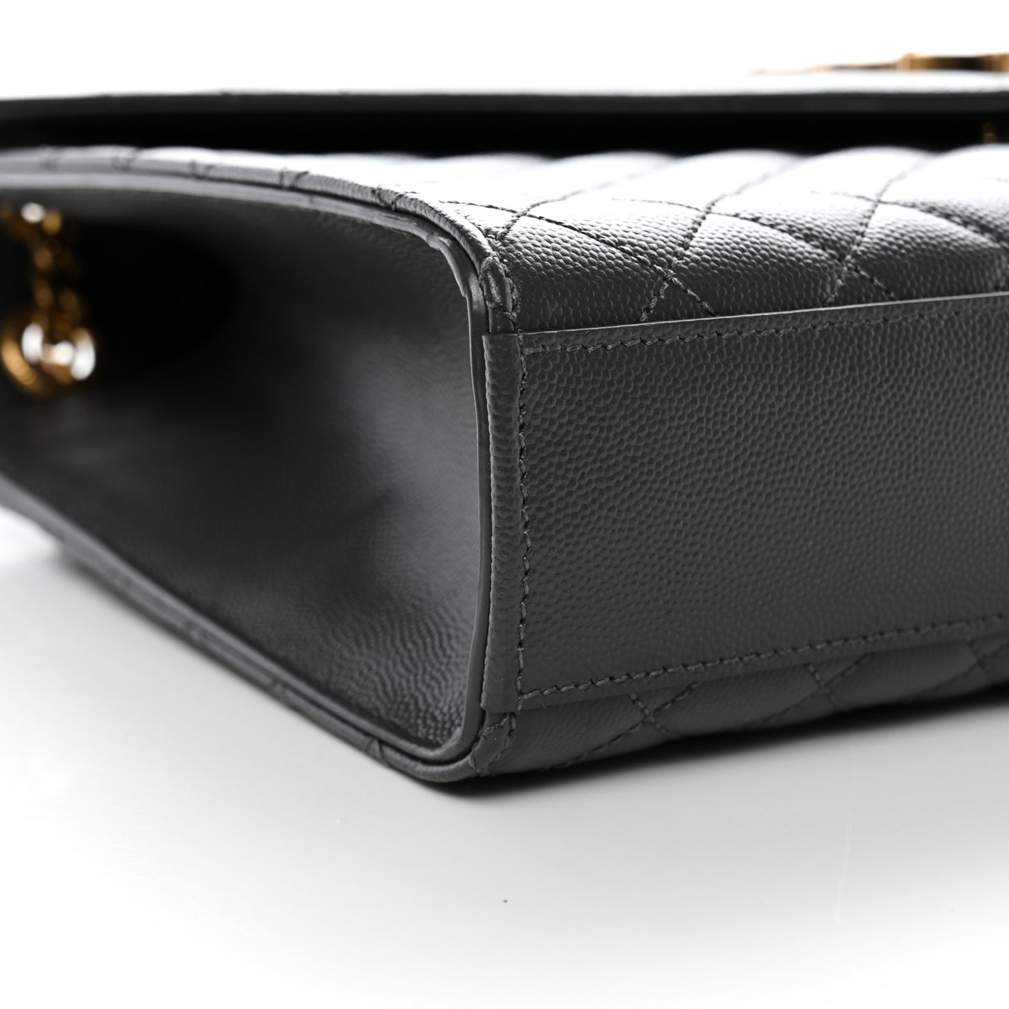 Grain De Poudre Textured Mixed Matelasse Large Triquilt Monogram Satchel Storm Storm