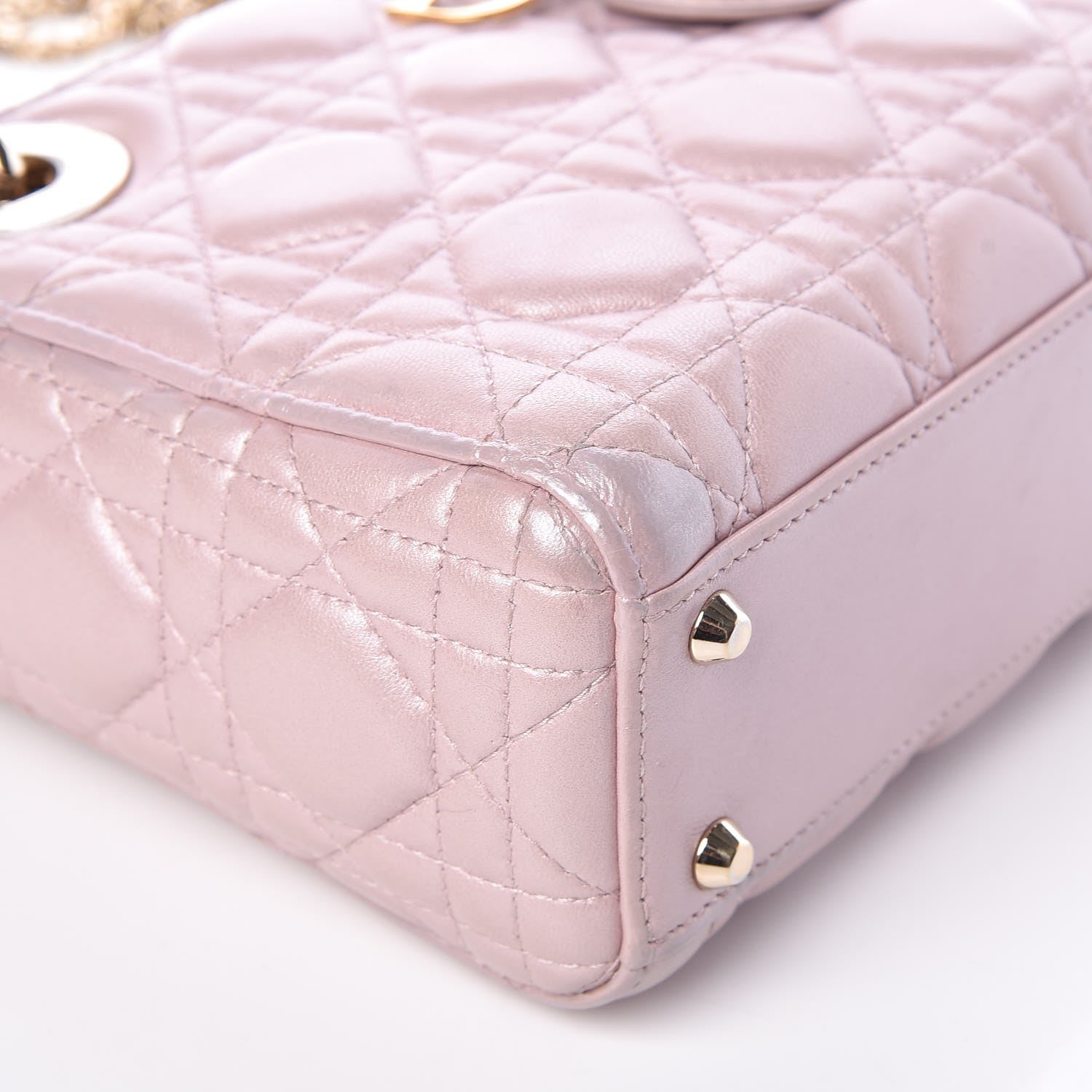 Christian Dior Metallic Calfskin Cannage Mini Lady Dior Pink 9 of 9