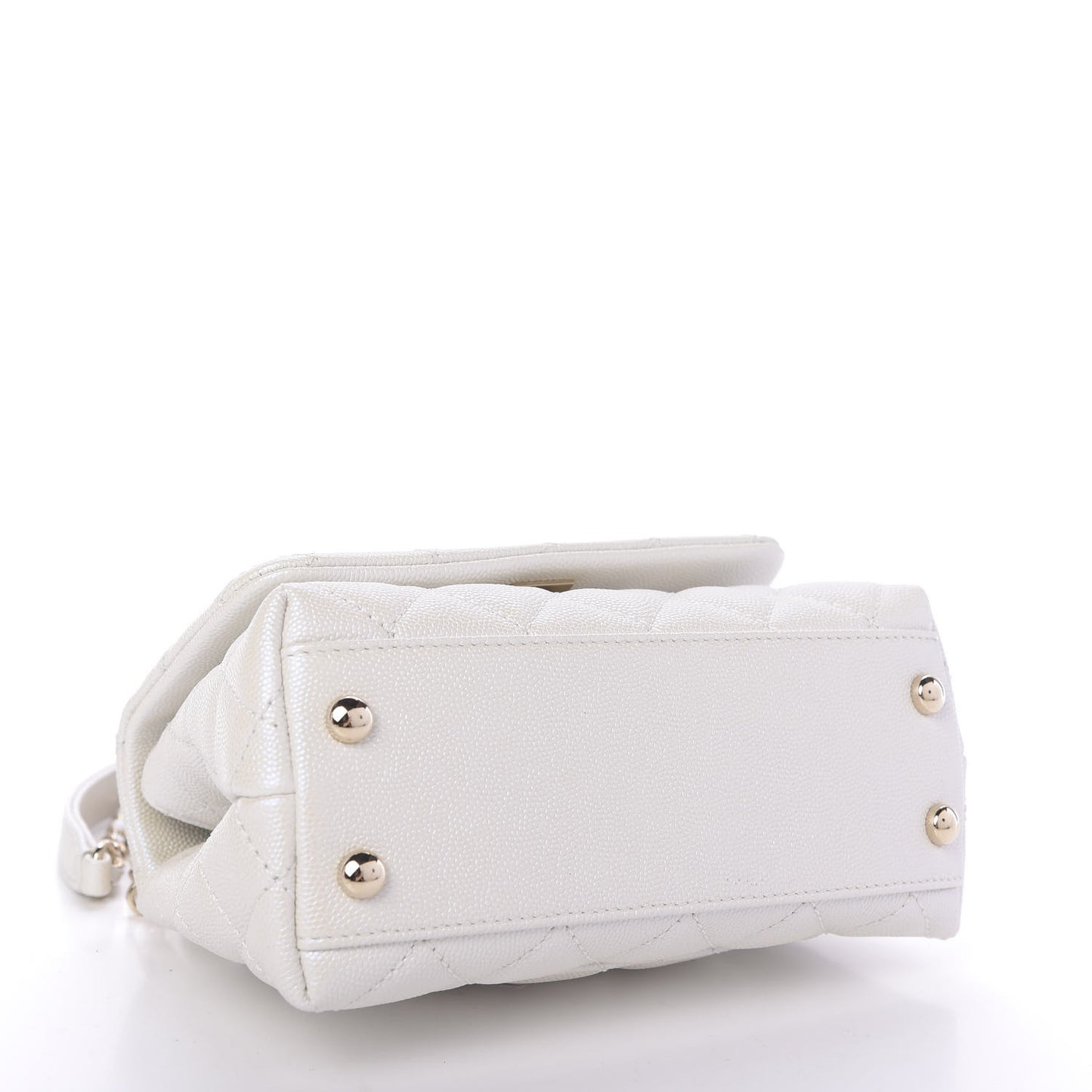 Iridescent Caviar Quilted Extra Mini Coco Handle Flap Ivory