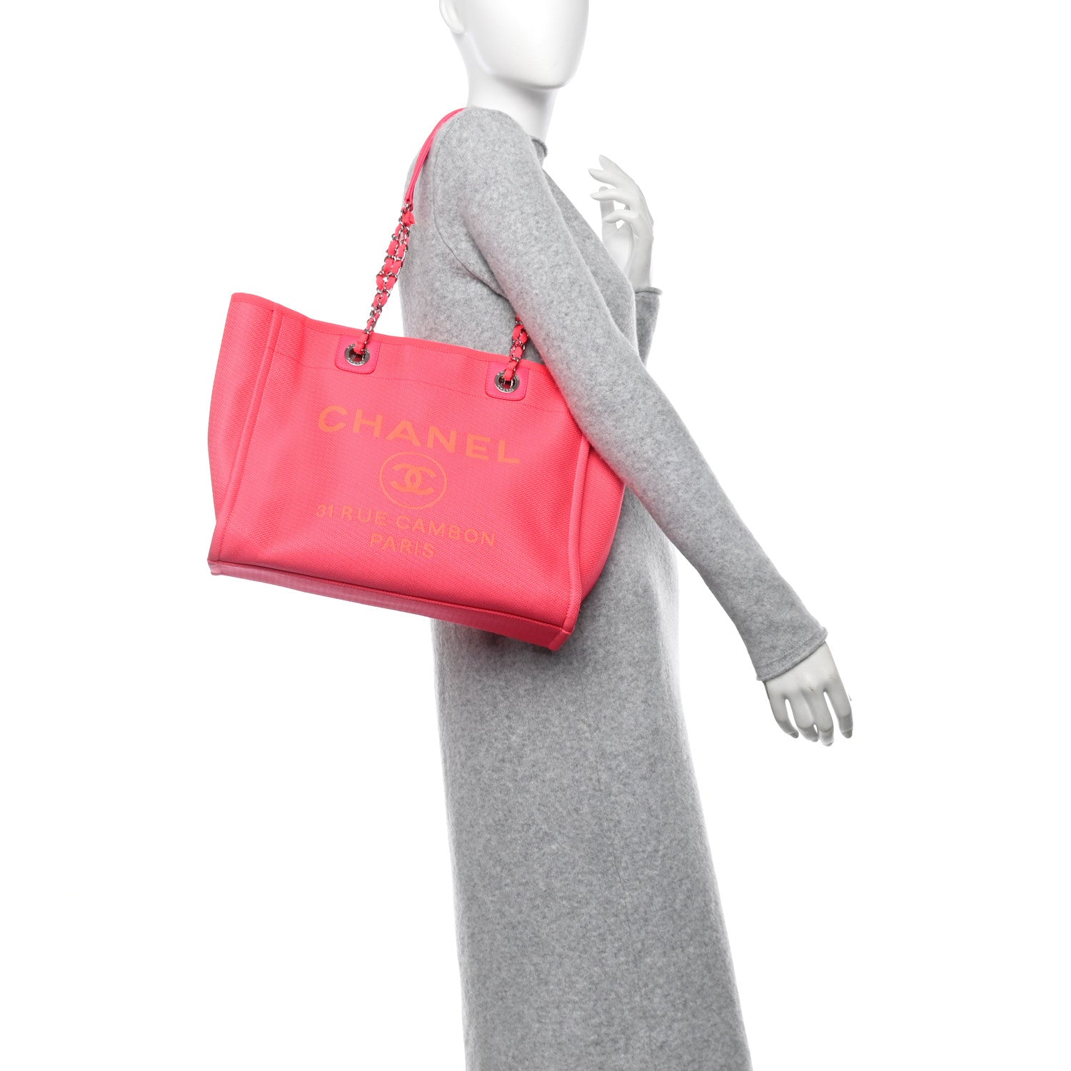 Chanel Mixed Fibers Small Deauville Tote Pink Orange 2 of 10