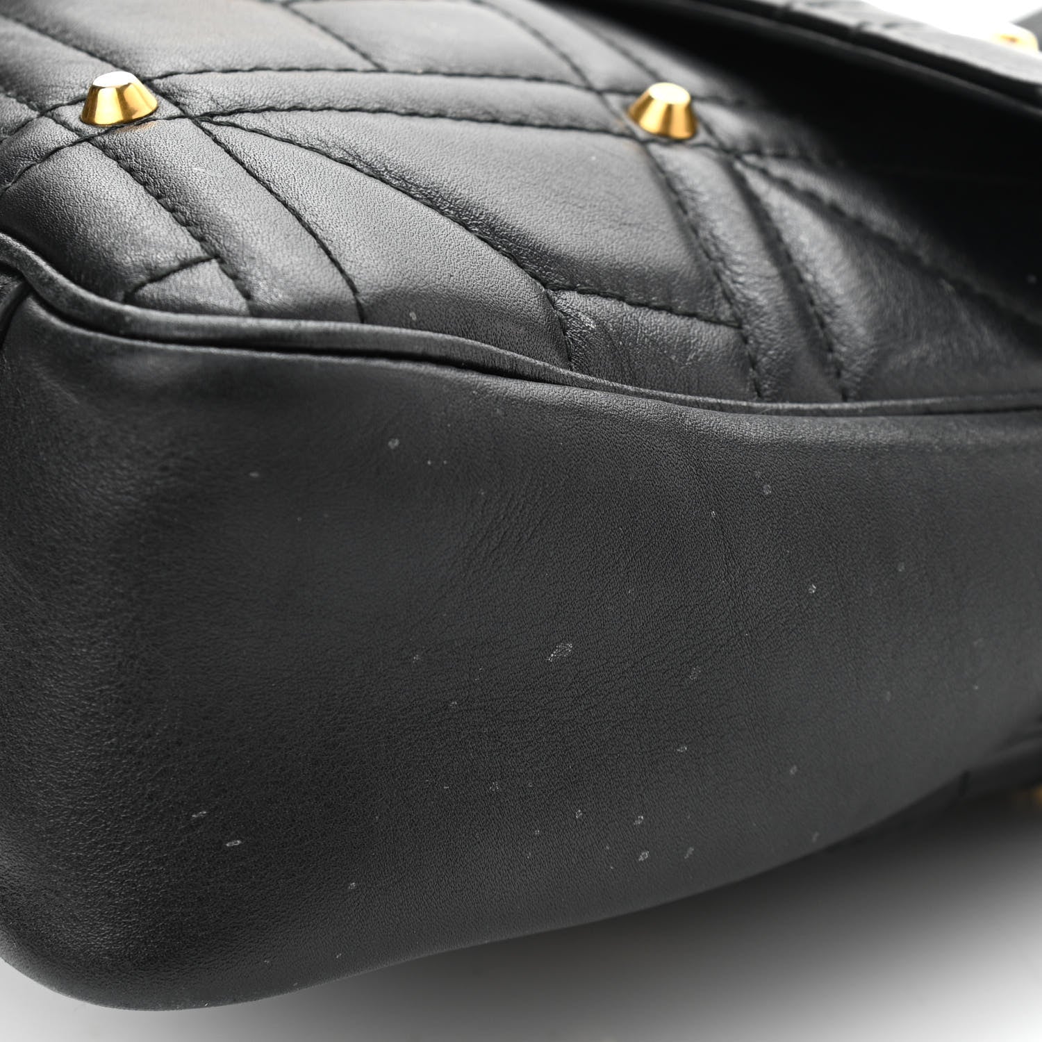 Gucci Calfskin Matelasse Studded Medium GG Marmont Shoulder Bag Black 15 of 15