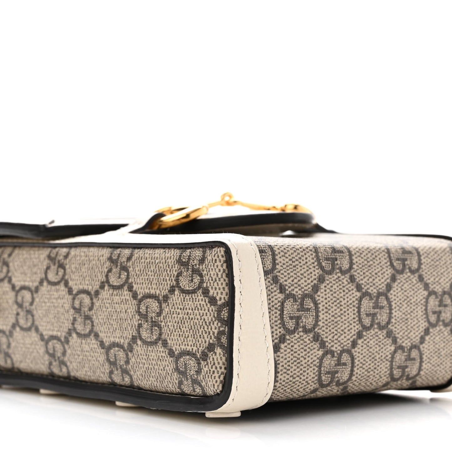GG Supreme Monogram Azalea Calfskin Mini Horsebit 1955 Crossbody Bag Beige Ebony Mystic White