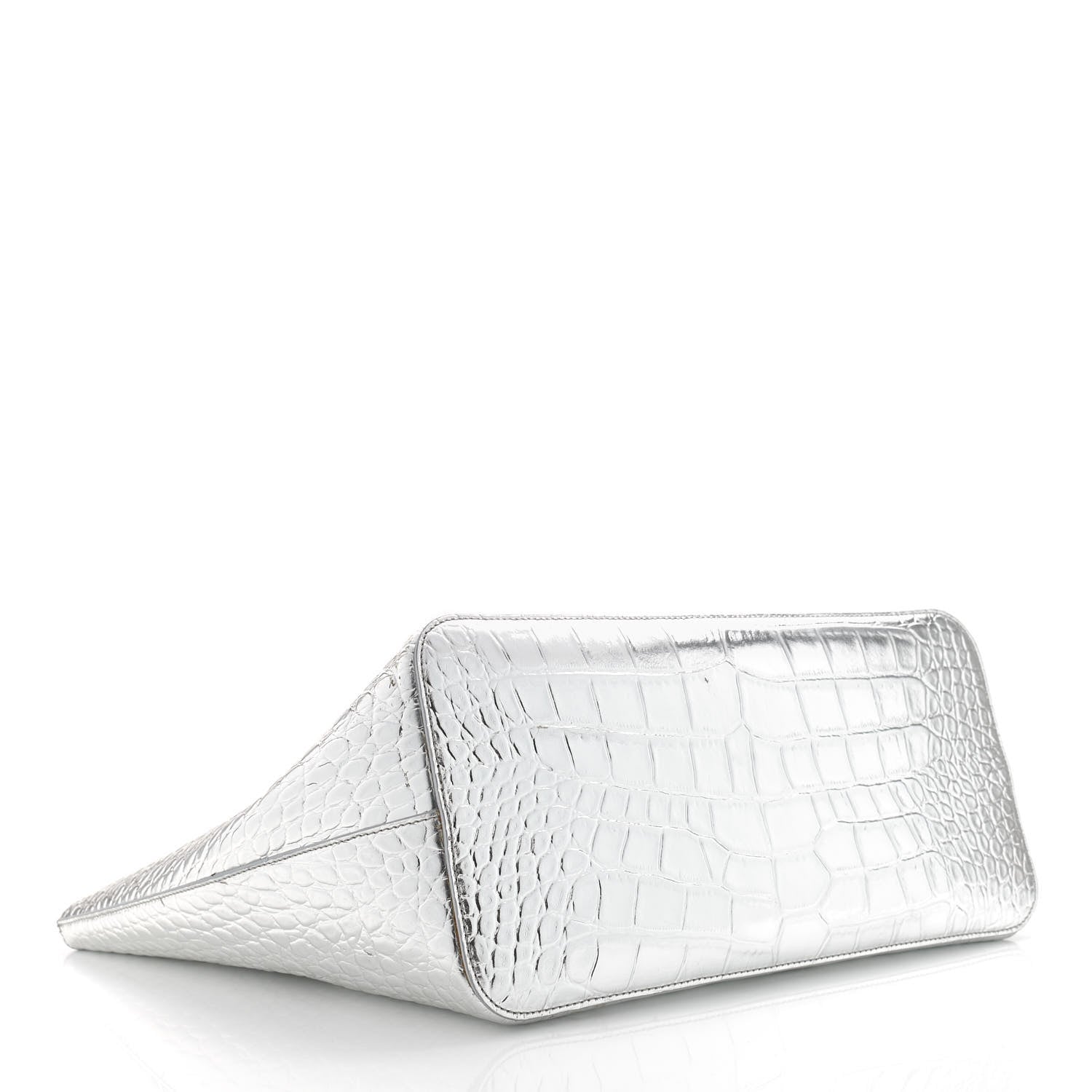 Givenchy Metallic Calfskin Crocodile Embossed Wing Tote Silver 5 of 12
