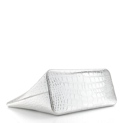 Givenchy Metallic Calfskin Crocodile Embossed Wing Tote Silver 5 of 12