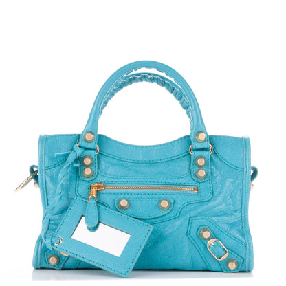 Balenciaga Agneau Giant 12 Gold Hardware Mini City Bleu Tropical 1 of 6