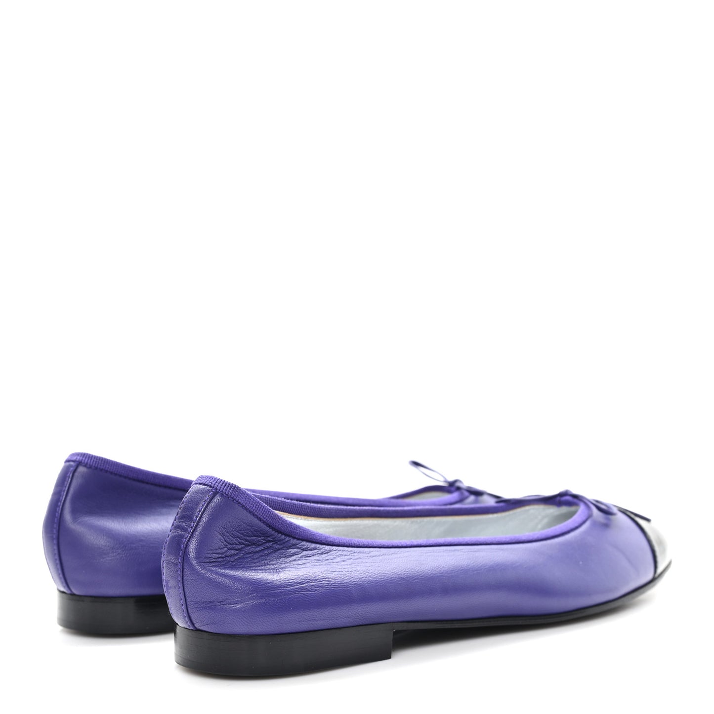 Lambskin Patent Cap Toe Ballerina Flats 41 Purple Black