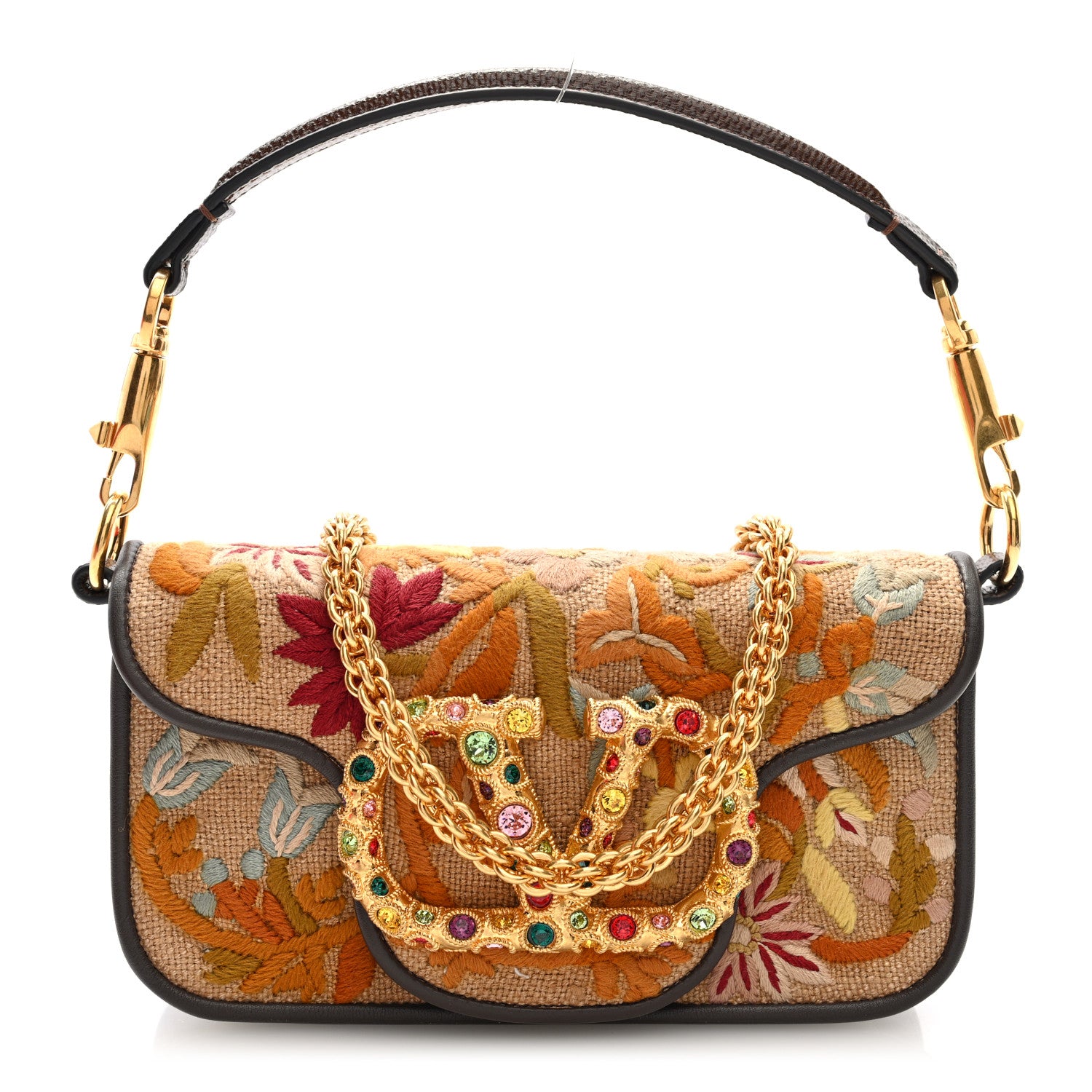 Valentino Garavani Fabric Karung Crystal Embroidered Vlogo Small Loco Shoulder Bag Multicolor 1 of 10