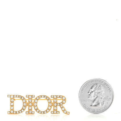 Christian Dior Crystal Dior Logo Brooch Gold 3 of 3