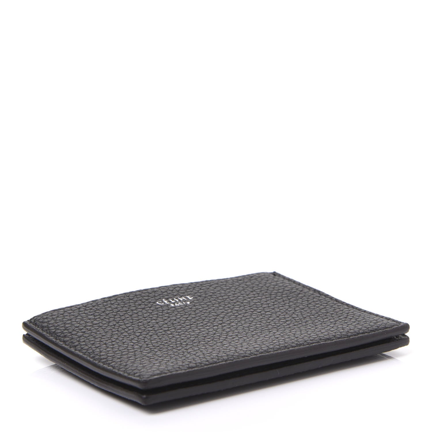 Celine Drummed Calfskin Gusset Card Holder Black 3 of 9