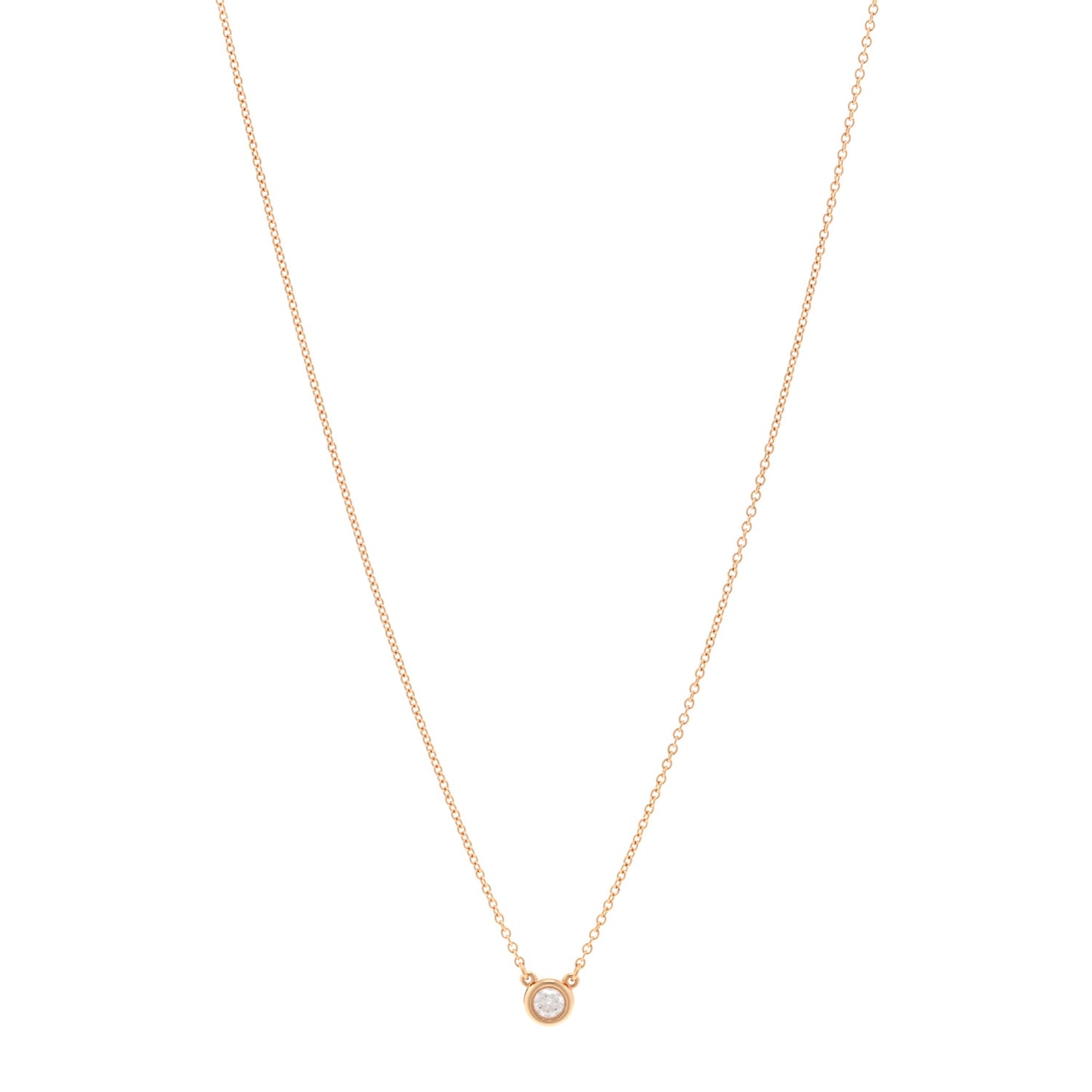 18K Rose Gold Diamond .14ct Elsa Peretti Diamonds by the Yard Pendant Necklace