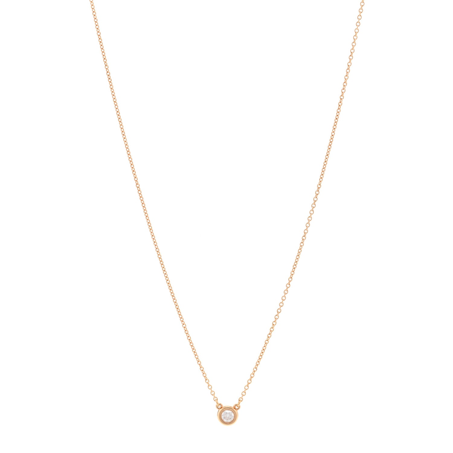 Tiffany 18K Rose Gold Diamond .14ct Elsa Peretti Diamonds by the Yard Pendant Necklace 1 of 5