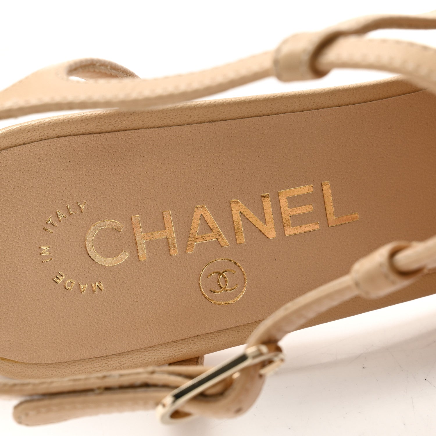 Chanel Lambskin Cap Toe CC Slingback Pumps 39 Beige Black 6 of 9