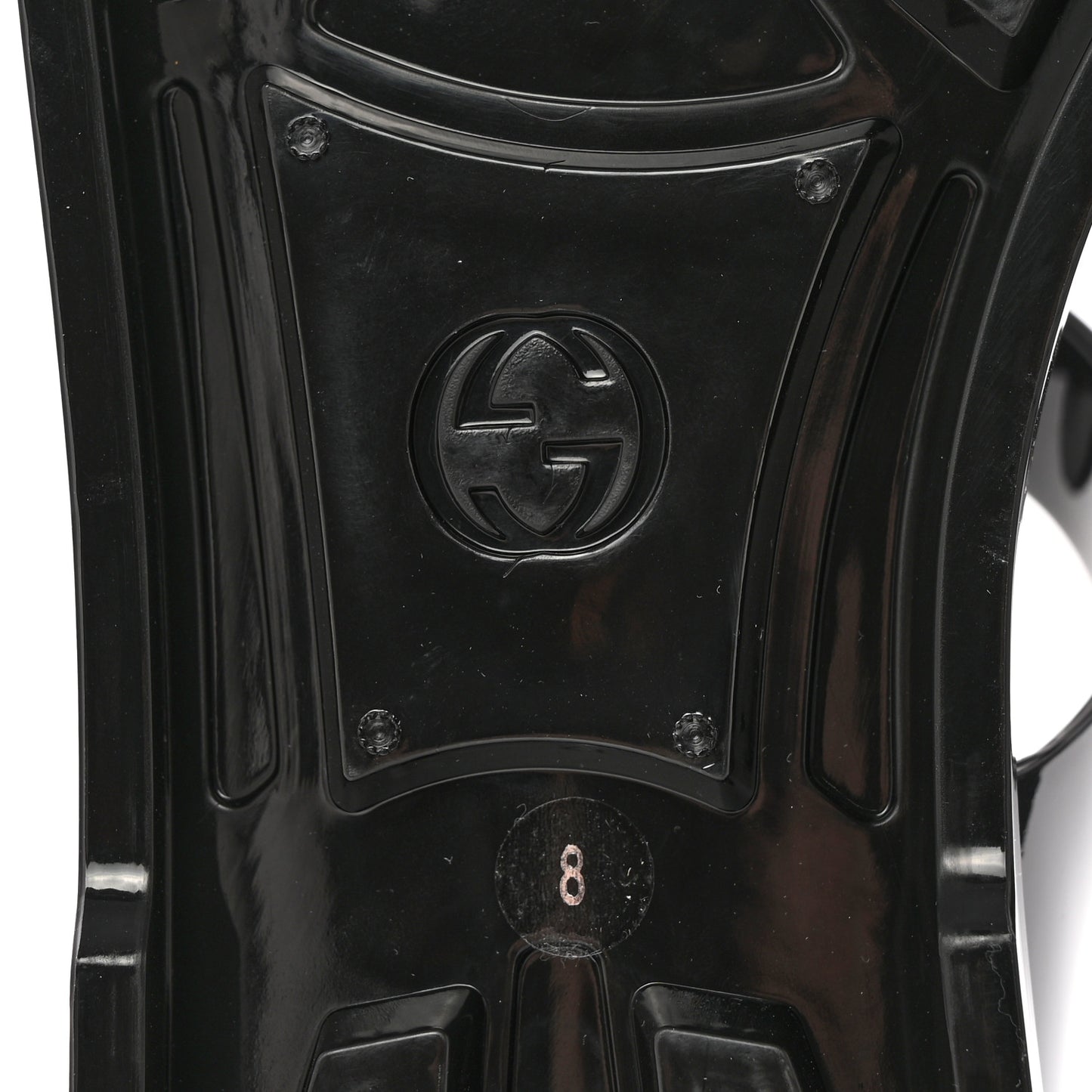 Shiny Rubber Mens Double G Buckle Strap Sandals 8 Black