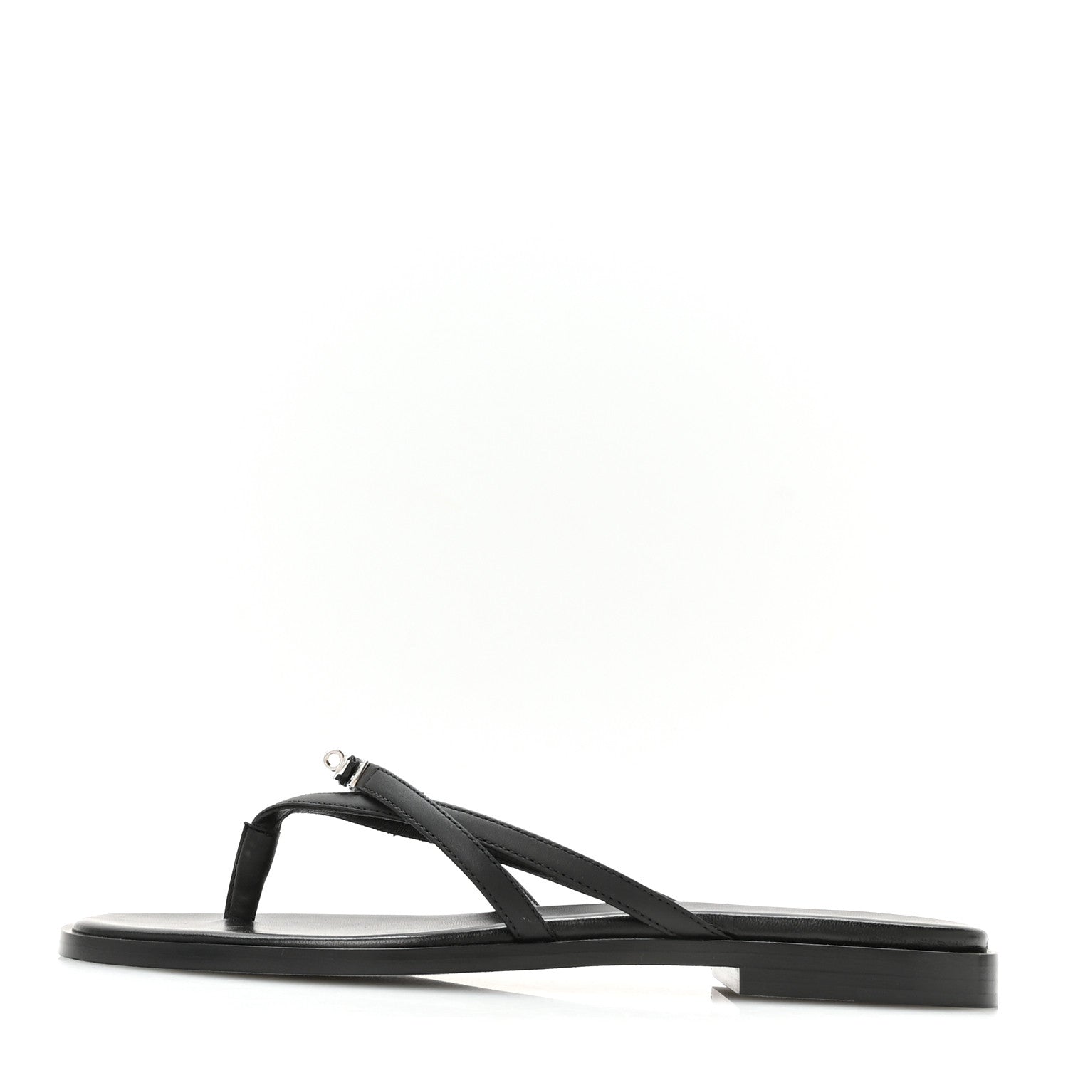 Hermes Calfskin Miss Sandals 37.5 Black 1 of 8