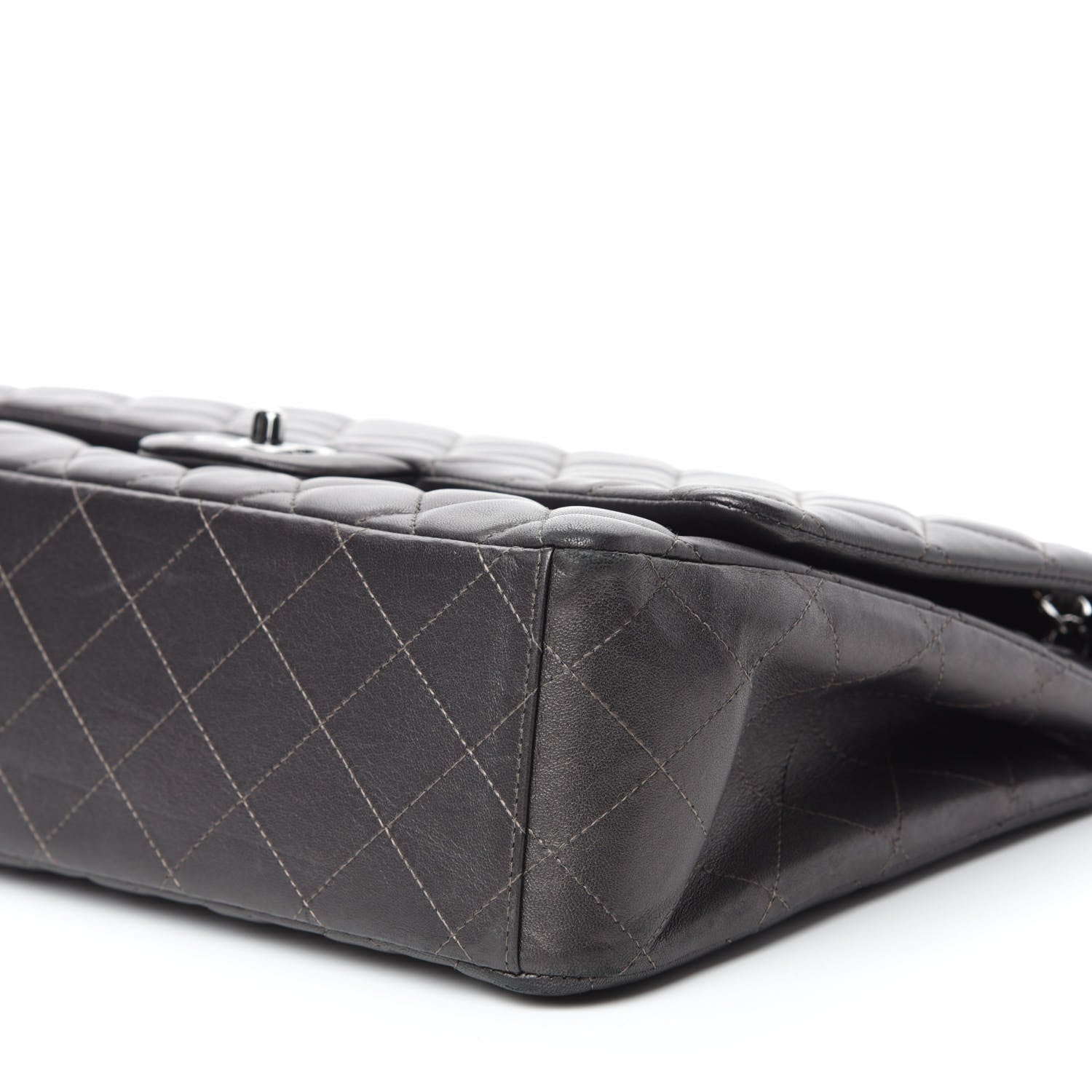 Chanel Metallic Lambskin Quilted Maxi Single Flap Dark Grey 7 of 13