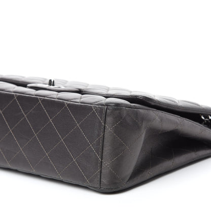 Chanel Metallic Lambskin Quilted Maxi Single Flap Dark Grey 7 of 13