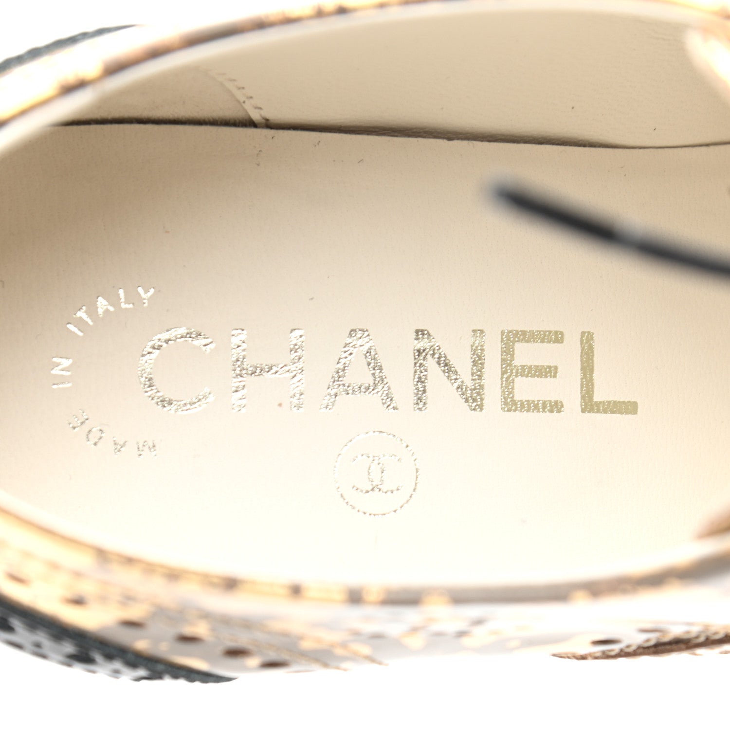 Chanel Fantasy Patent Calfskin Lace Up Oxfords 38 Gold Black 7 of 8