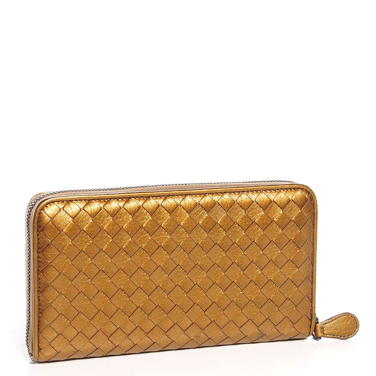 Cervo Metal Intrecciato Zip Around Wallet Bronze