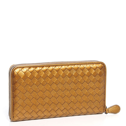 Bottega Veneta Cervo Metal Intrecciato Zip Around Wallet Bronze 3 of 8