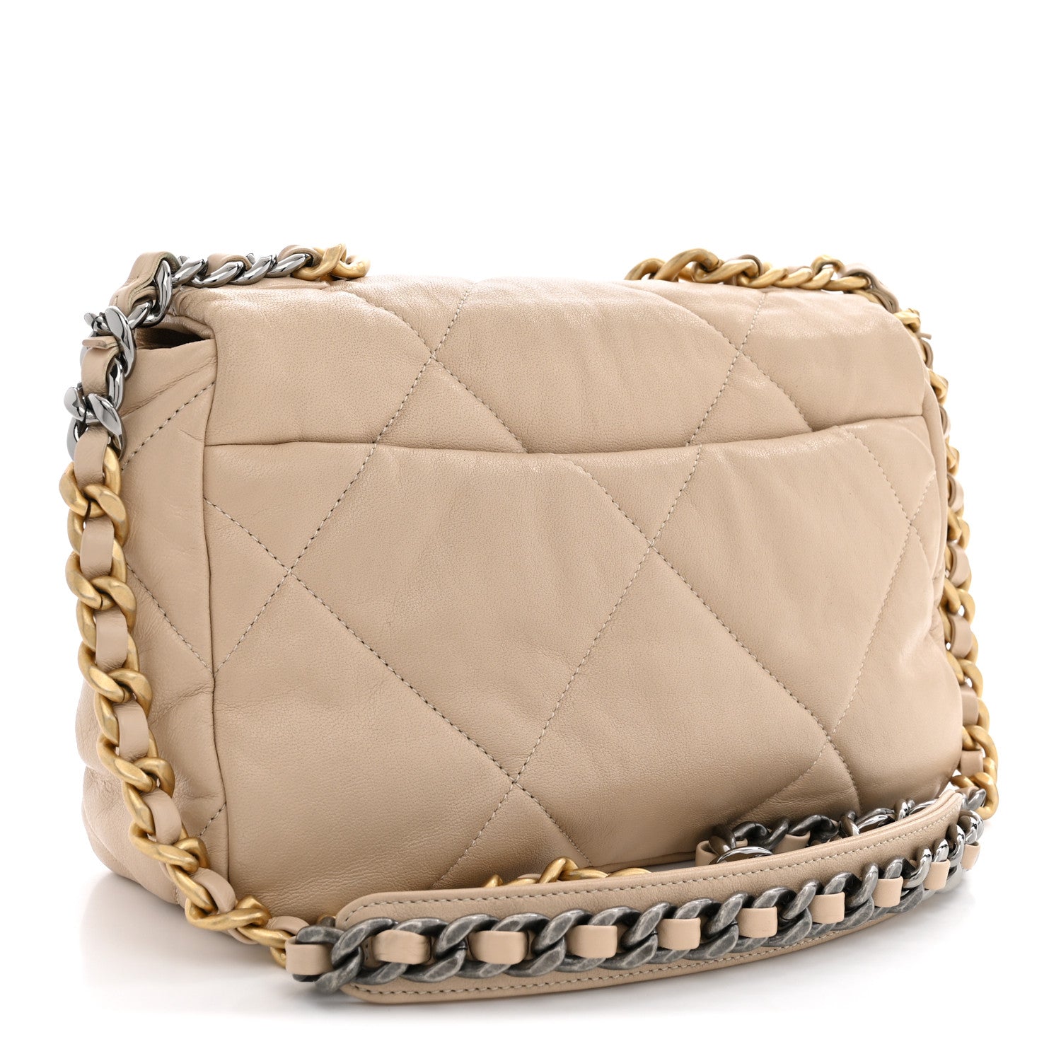 Chanel Lambskin Quilted Medium Chanel 19 Flap Light Beige 3 of 10