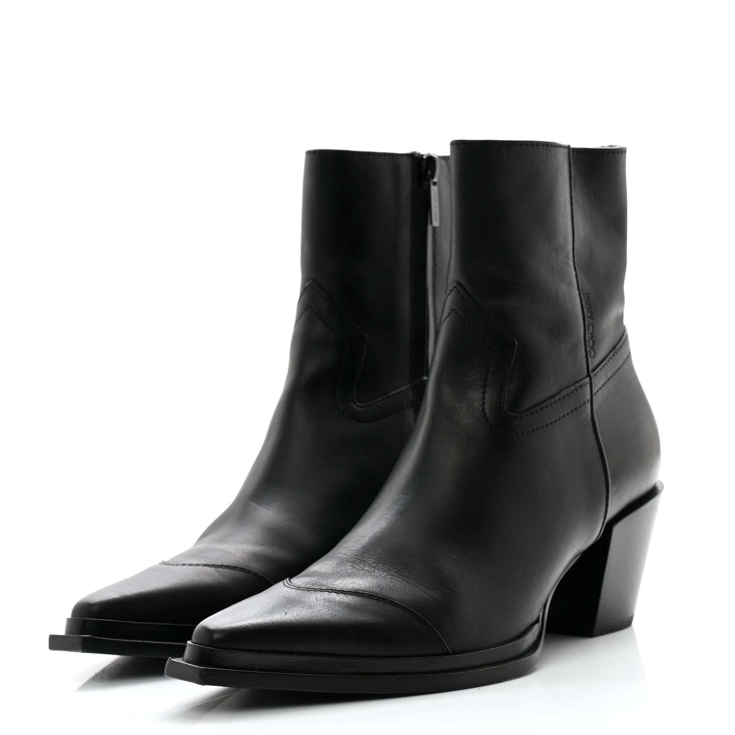 Jimmy Choo Shiny Calfskin Cece 60 Ankle Boots 37 Black 3 of 11